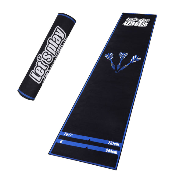 Yirinatek Professional Darts Mat with Oche Line System & Throw Lines – Premium Dart Mat for Floor Steeldart & Soft Darts with Throwing Line, Ideal as a Gift (Blue Darts)