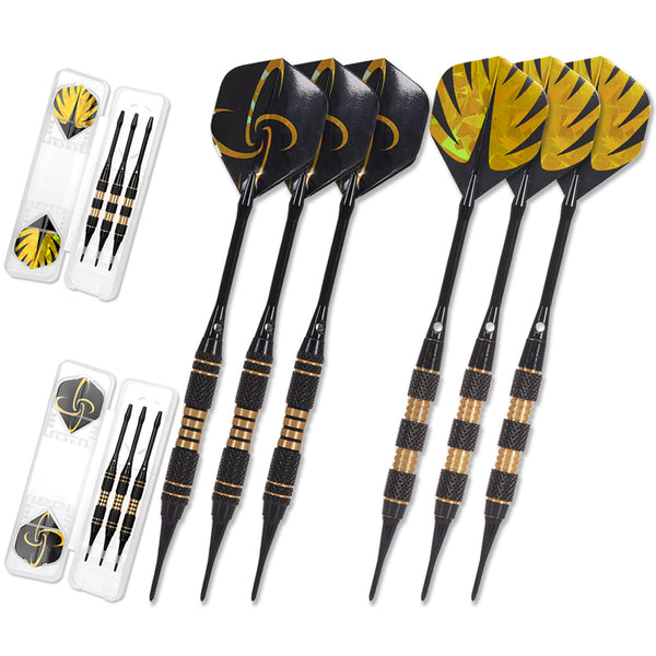 Yirinatek Professional Darts with Storage Box, [Brass Barrels] 6 Soft Tip Darts, Durable Darts Plastic Tips for Electronic Dartboards