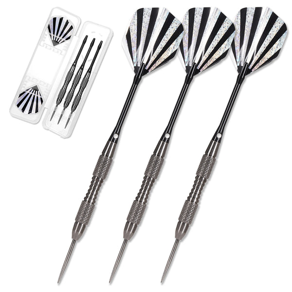 Yirinatek Professional Steel Tip Darts with Storage Box – 3 Metal Tip Darts, Durable Steel Tips for Dartboards (Geometry)